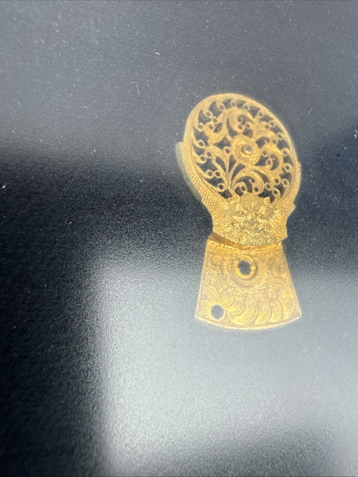 Antique English Engraved Brass Watchcock, Balance Wheel Cover, Circa 1770