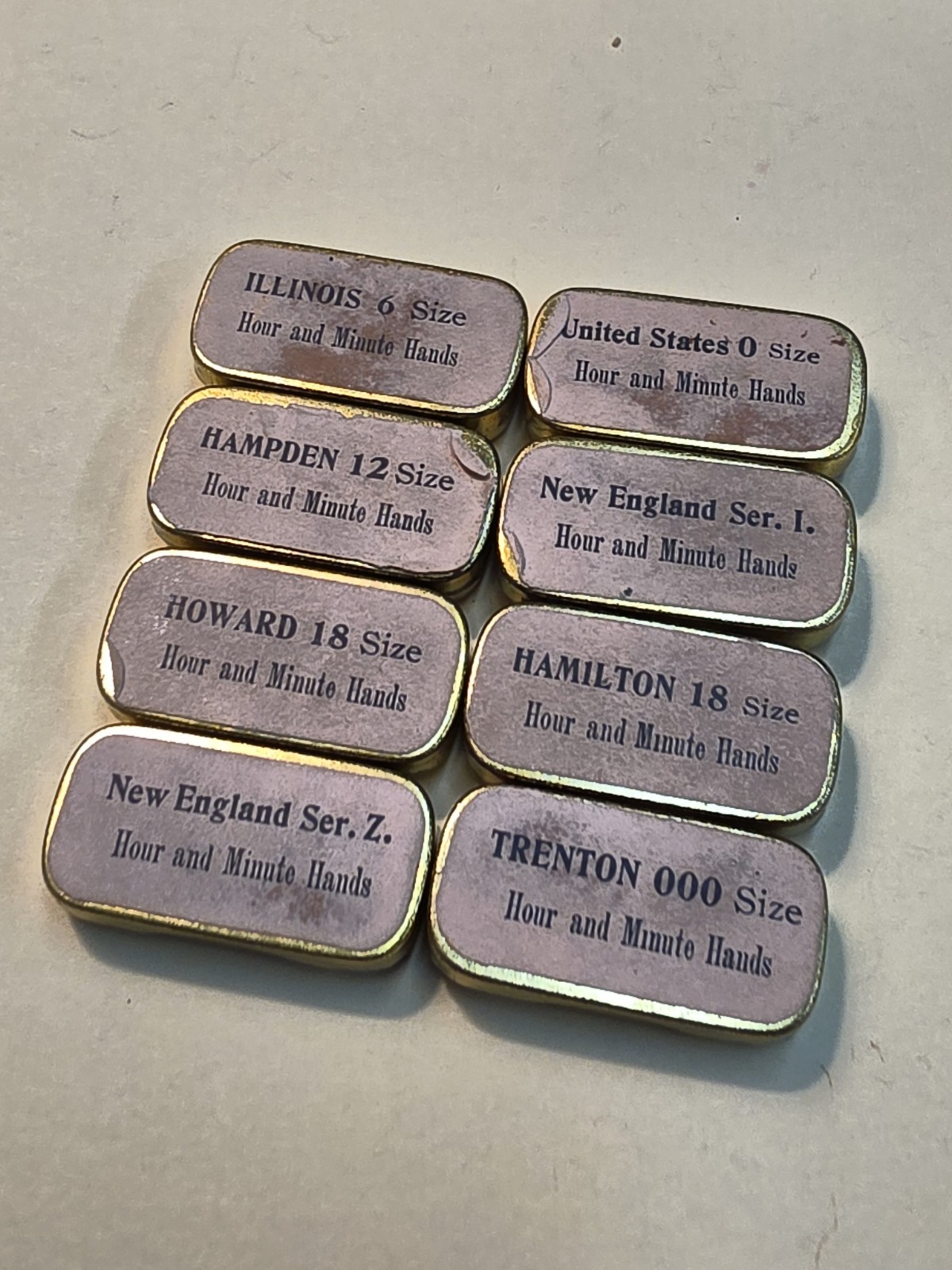 Lot Of 8 Empty Pocket Watch Hands Parts Tins Boxes Storage Containers