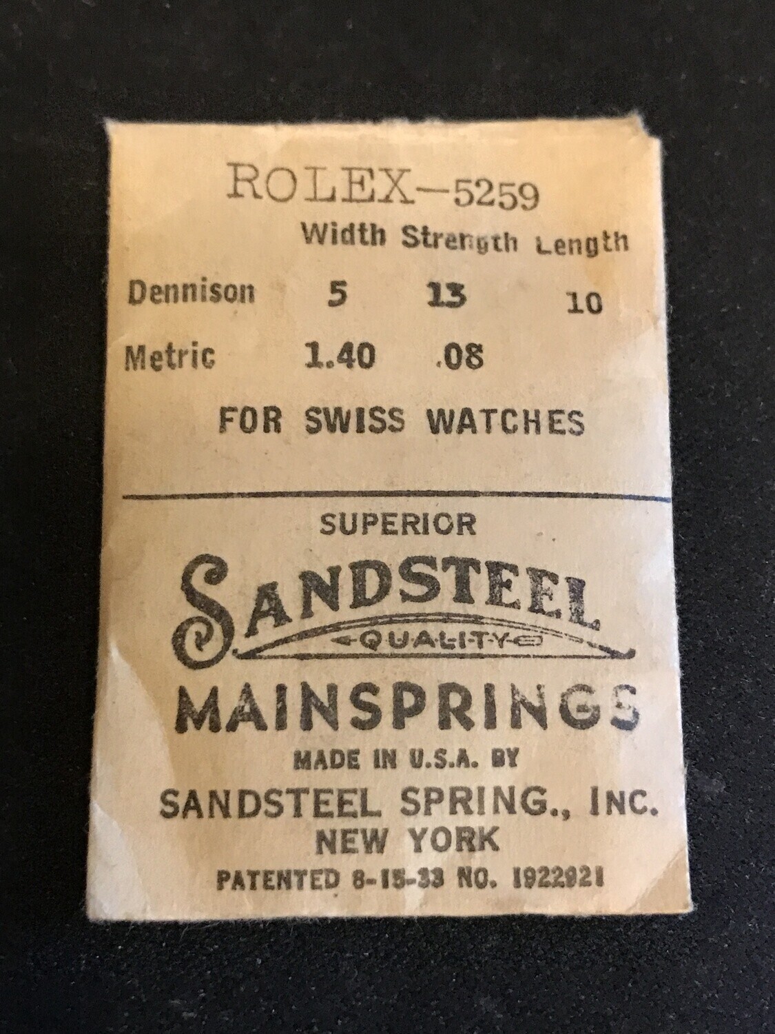 Sandsteel Mainspring #5259 for Rolex 9¾ N.A. Automatic w/ brake – Steel