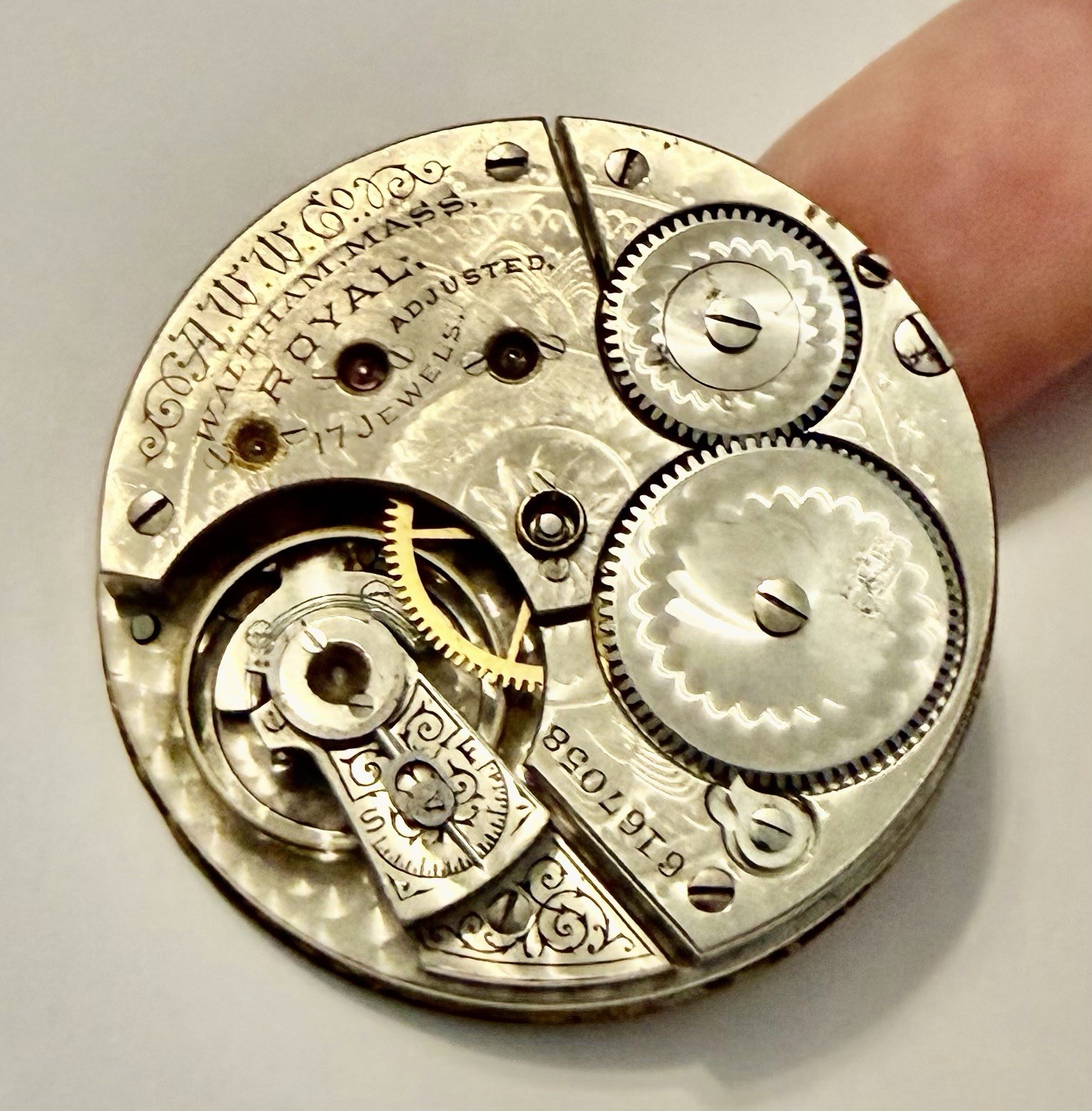 Waltham Royal 16s 17j M1888 Pocket Watch Movement Railroad Dial 3 o’ clock Sub