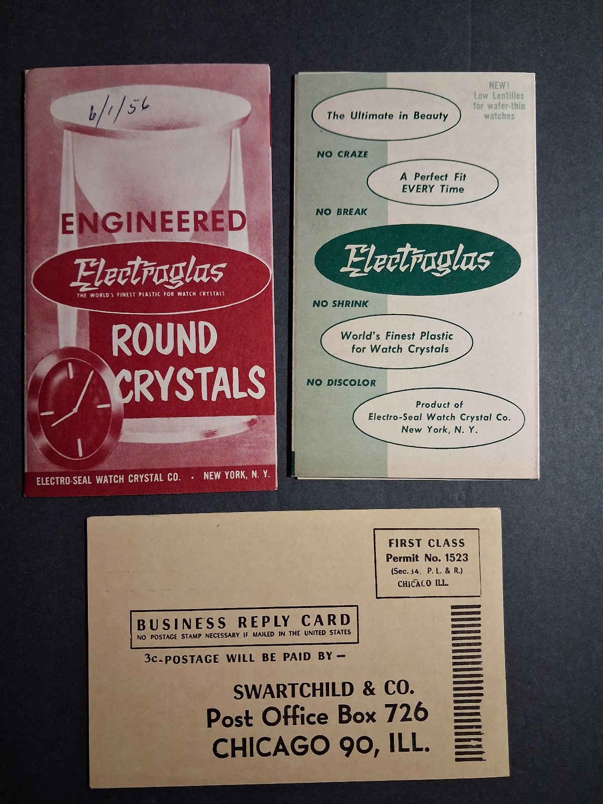 1950’s Watch Crystal Brochures, Electroglas, Swartchild & Co.