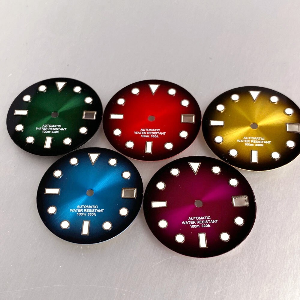 Nologo Gradient Sunburst 29MM Watch Dial Face Set Fit for NH35 NH36 NH72Movement