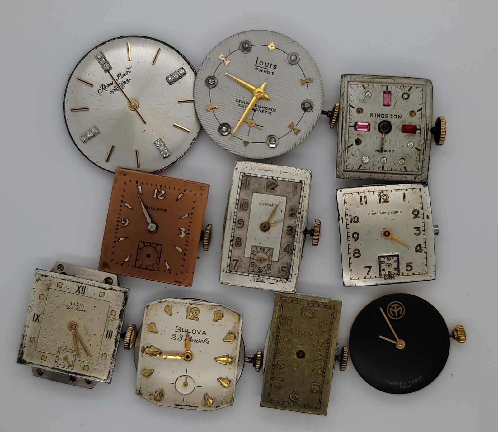 Lot Of Vintage Men’s Mechanical Watch Movements Mathey-Tissot, Girard-Perregaux