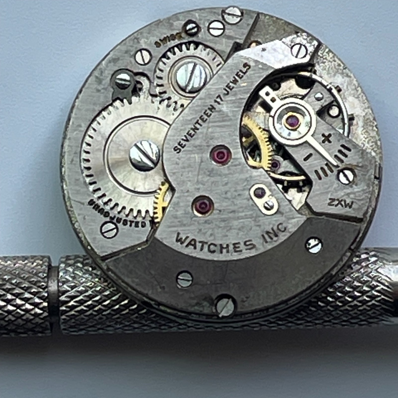 Vintage CROSBY 17 Jewels Unishock Watch Movement & Dial Swiss Made Parts Repair