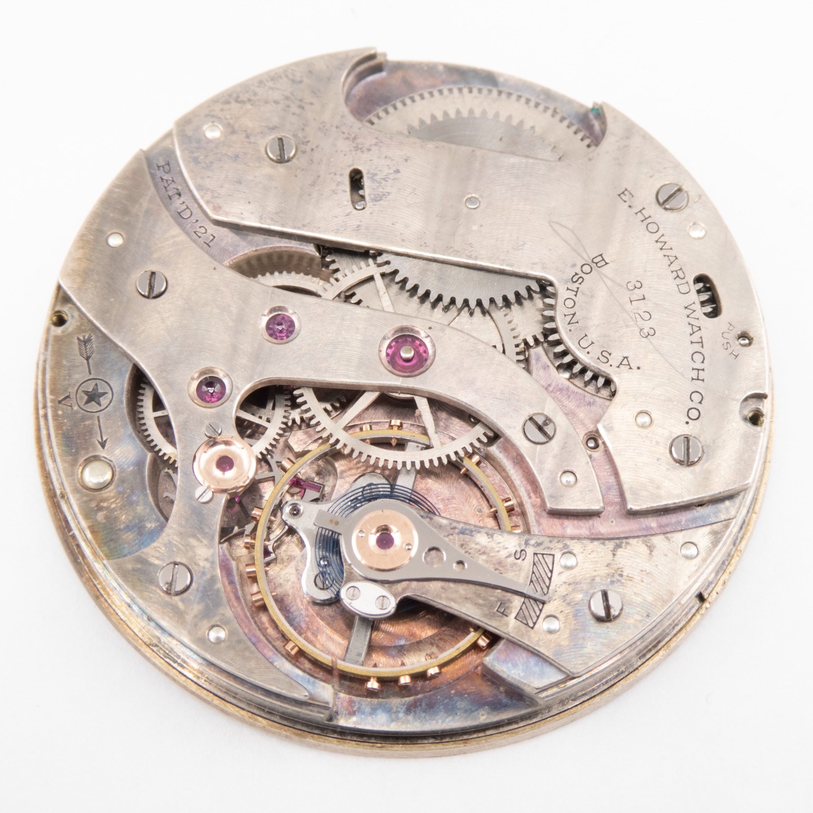 E. Howard Grade Series 14 10-Size 21-Jewel Antique Pocket Watch Movement, Runs