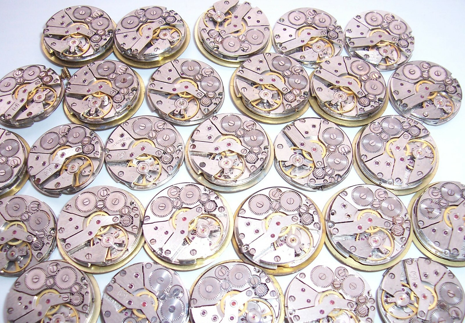Lot 24 vintage men’s watch movements 24 mm SLAVA Steampunk Art DIY or repair