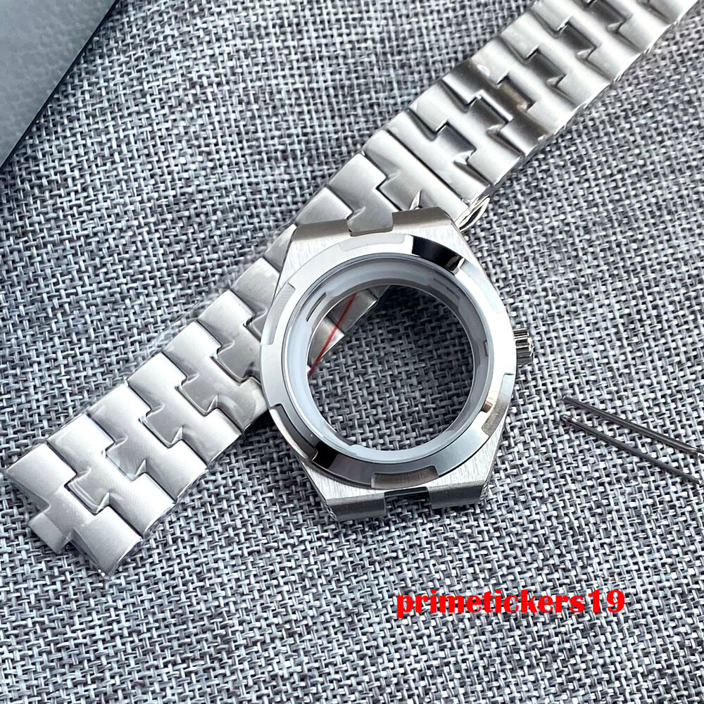 41mm Watch Case Transparent Back Bracelet Sapphire 33mm Dial Hands Fit NH35 Movt