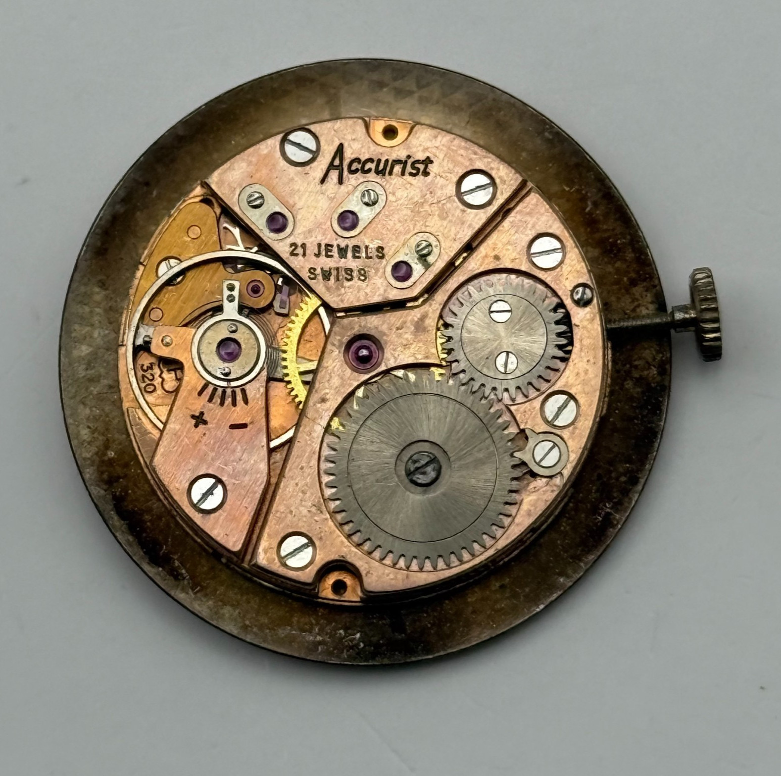 Peseux 320 Watch Movement Running Accurist 21Jewels Swiss Manual Wind Parts 23mm