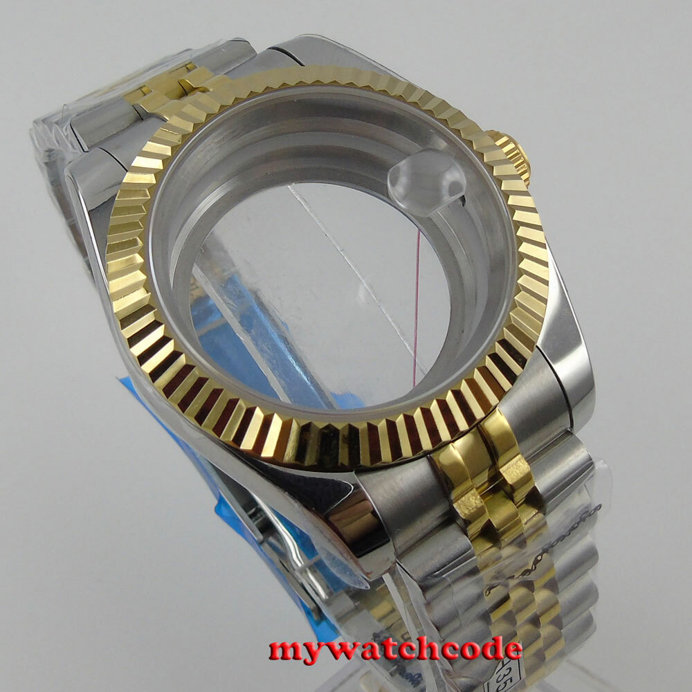 36mm 39mm Sapphire Glass Two Tone Watch Case fit NH35 NH36 miyota 8215 2813 2824