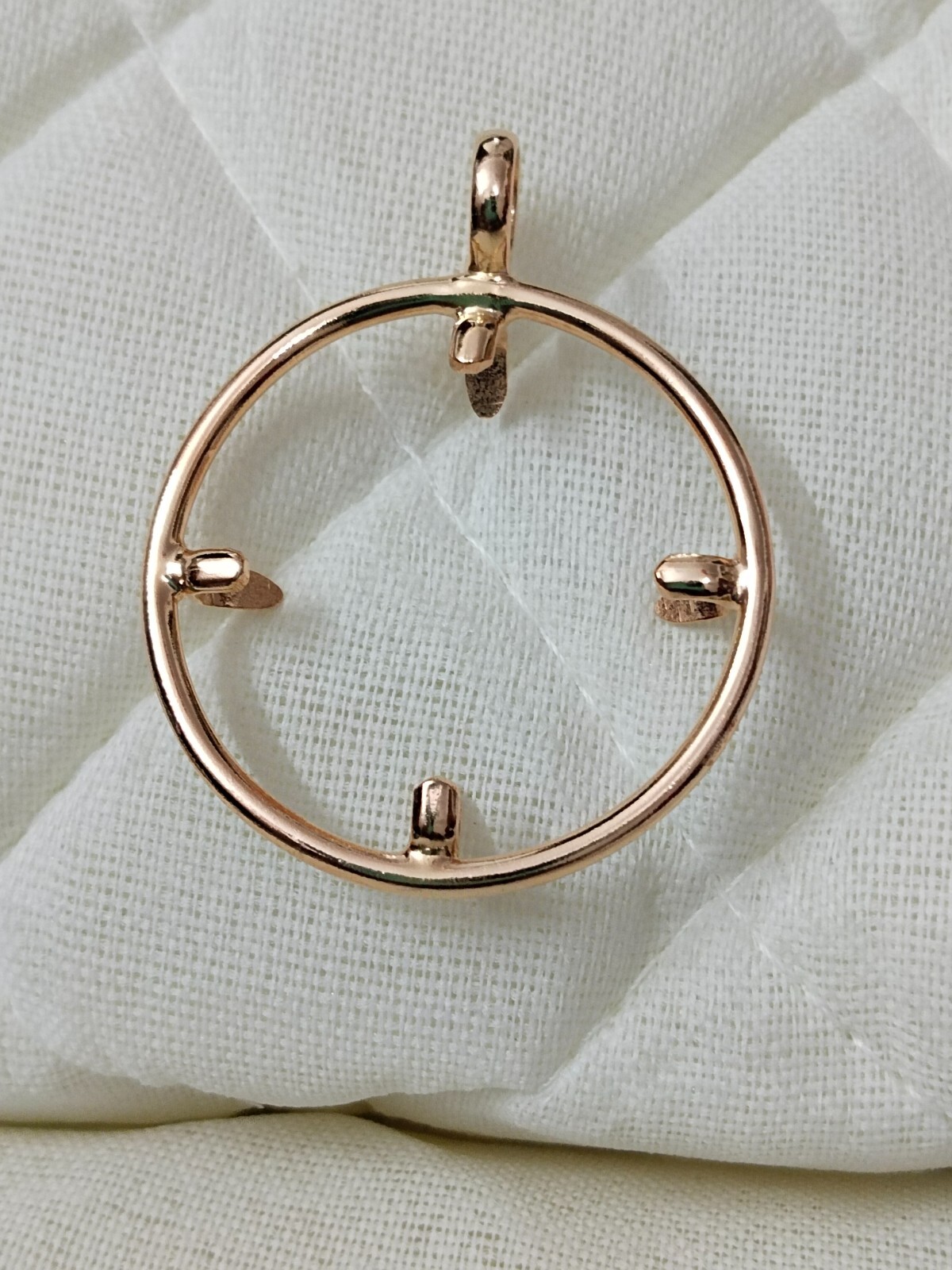 925 Sterling Silver Round Pendant setting prong Blank Bezel Holder Coin