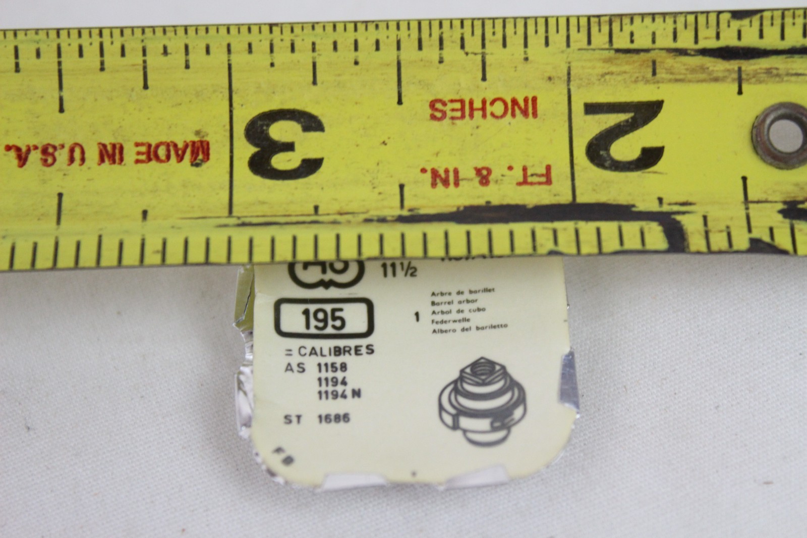 New Barrel Arbor Ebauches S.A. Watch Part AS 195 10.5 11.5 1187 N Calibres 1158