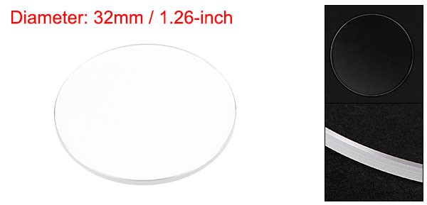 32mm Dia. Watch Glass Sapphire Crystal Lens, Round Flat 1mm Thickness Clear
