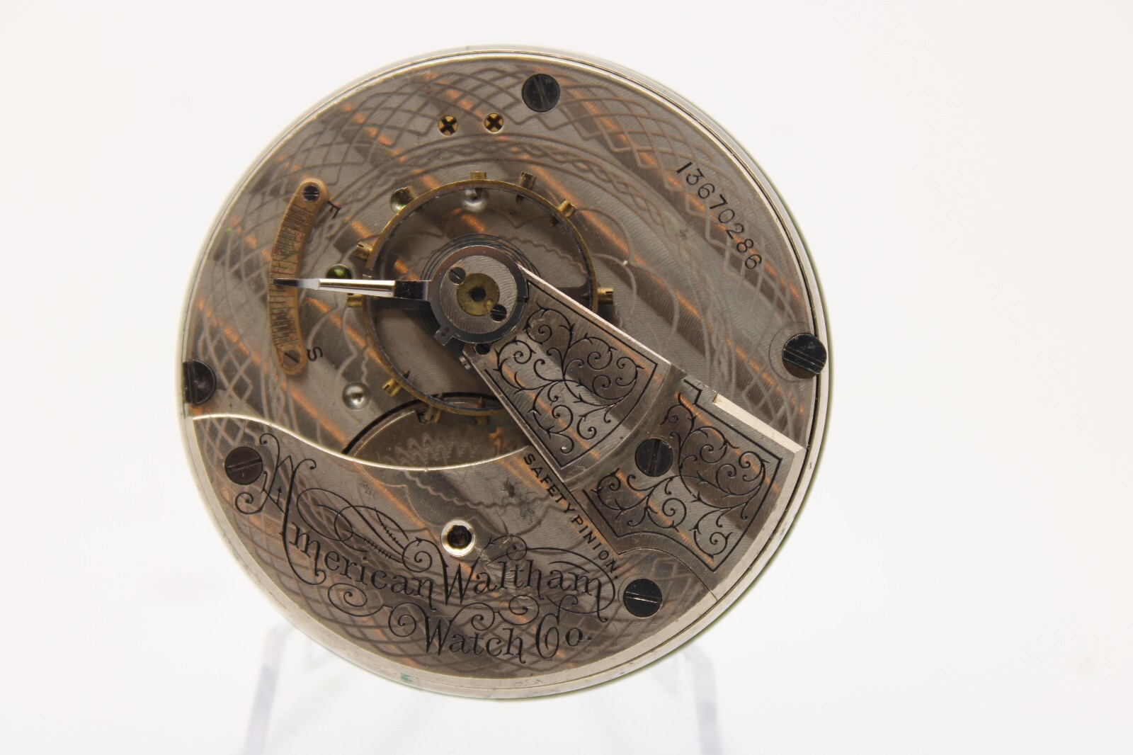 1904 WALTHAM POCKET WATCH MOVEMENT 13670286 GRADE 18 18s 7j (TL3)