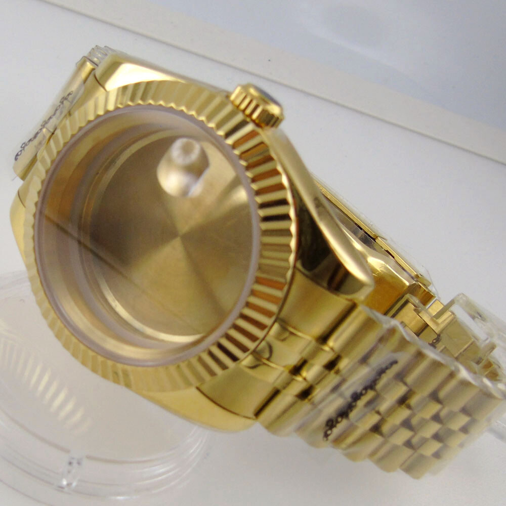 Golden 36mm 39mm fluted bezel Watch Case fit for NH35 NH36 Miyota 8215 2836 2824