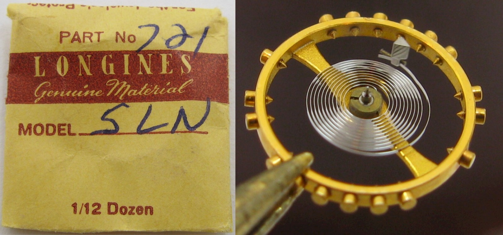 Longines 5LN watch part: complete balance wheel #721