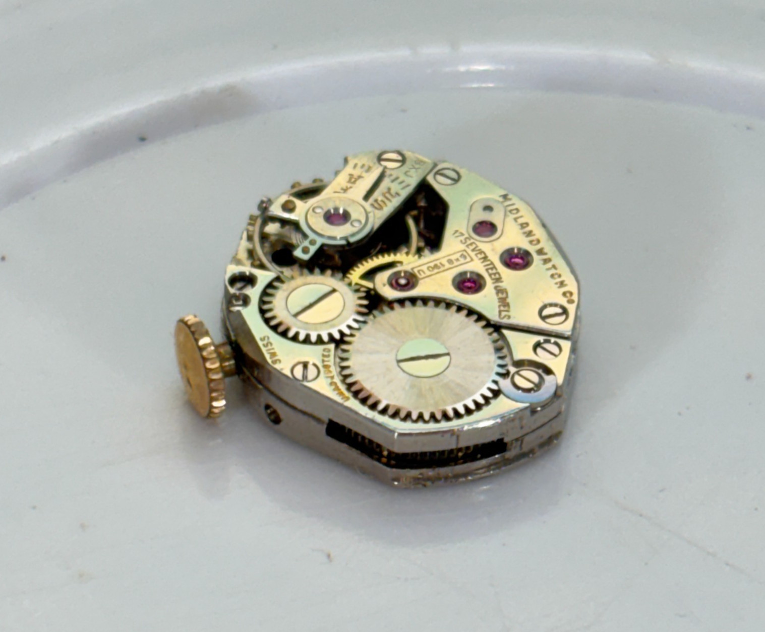 Midland Swiss 17 Jewel Vintage Watch Movement, Art Deco, Untested