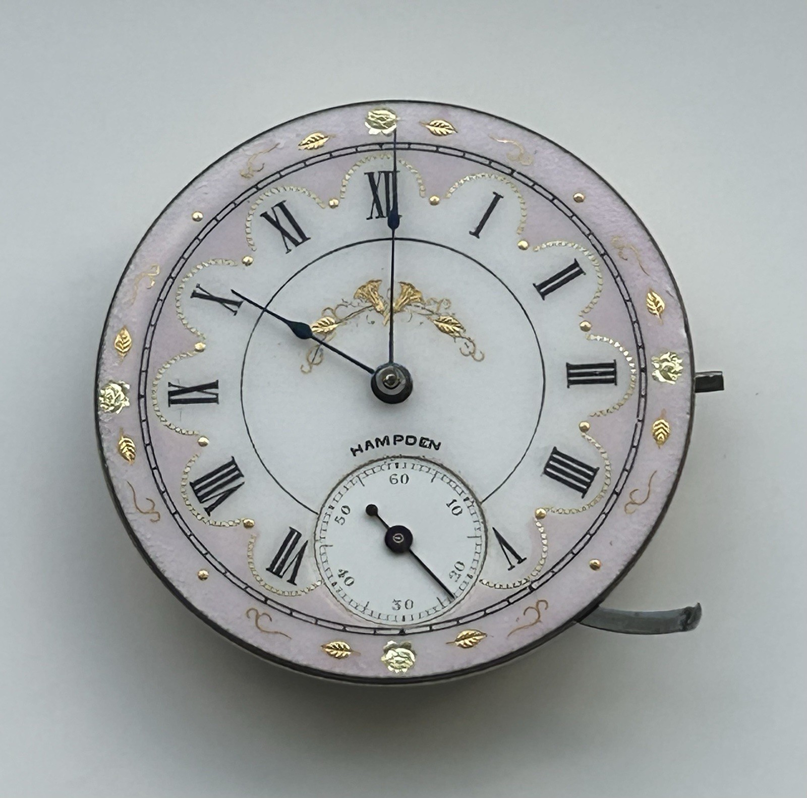 Antique Hampden Pocket Watch Movement – Grade 220 – 17 Jewels – Very Nice Dial