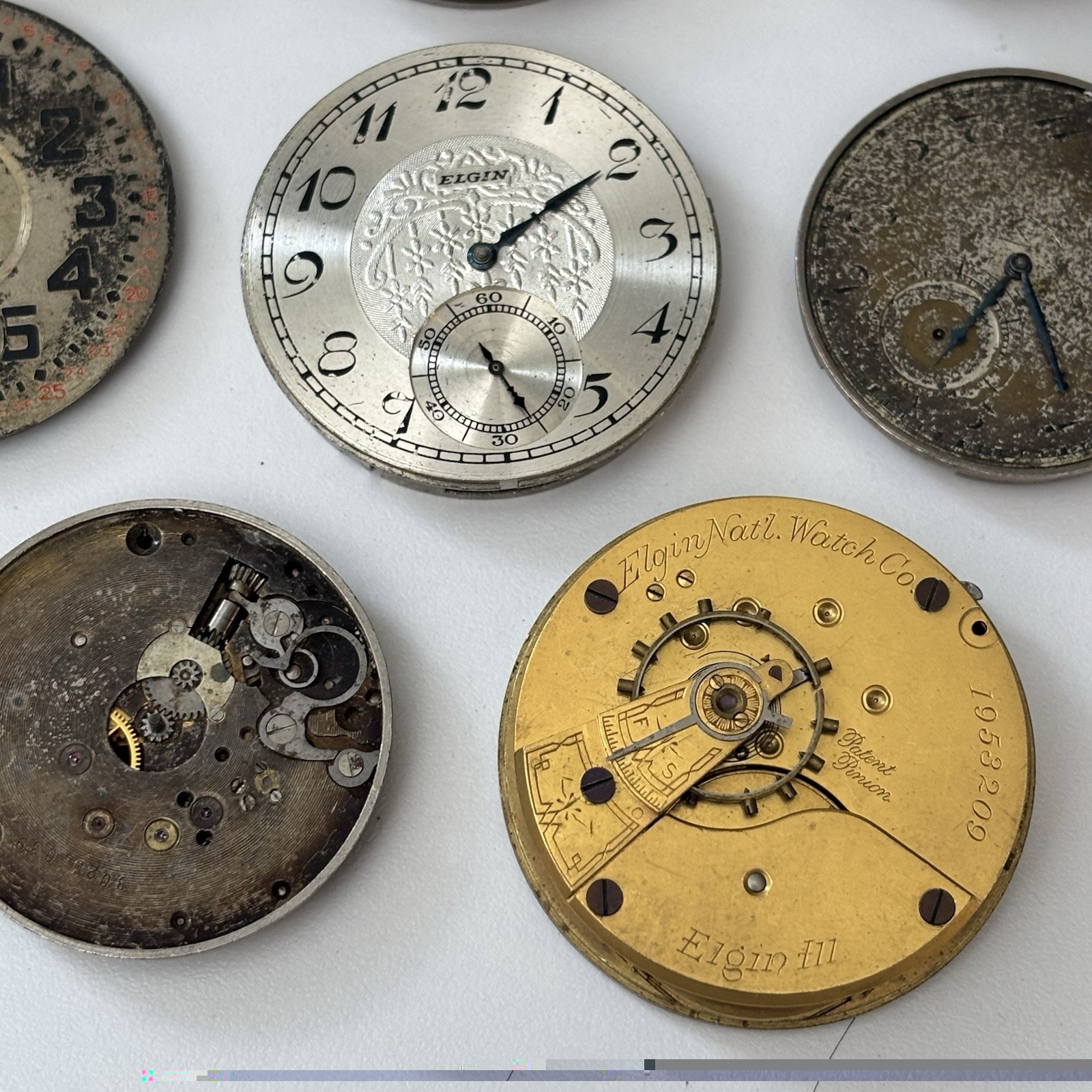 Vintage Elgin Waltham Pocket Watch Estate Repair Parts Bulk Lot Movement Dial