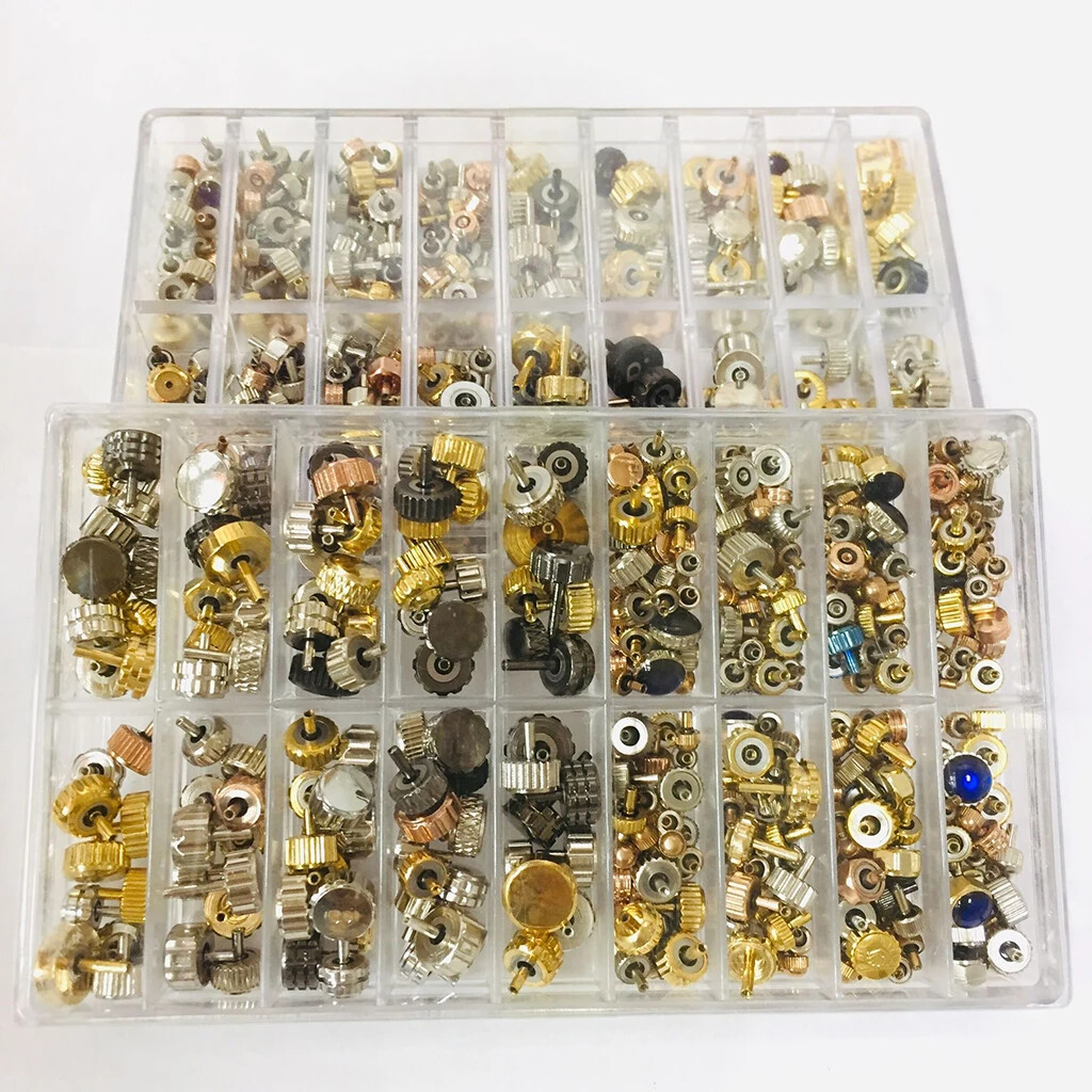 Hot 150-160pcs/Box Watch Crown Spare Parts Crown Parts Replacement Accessories
