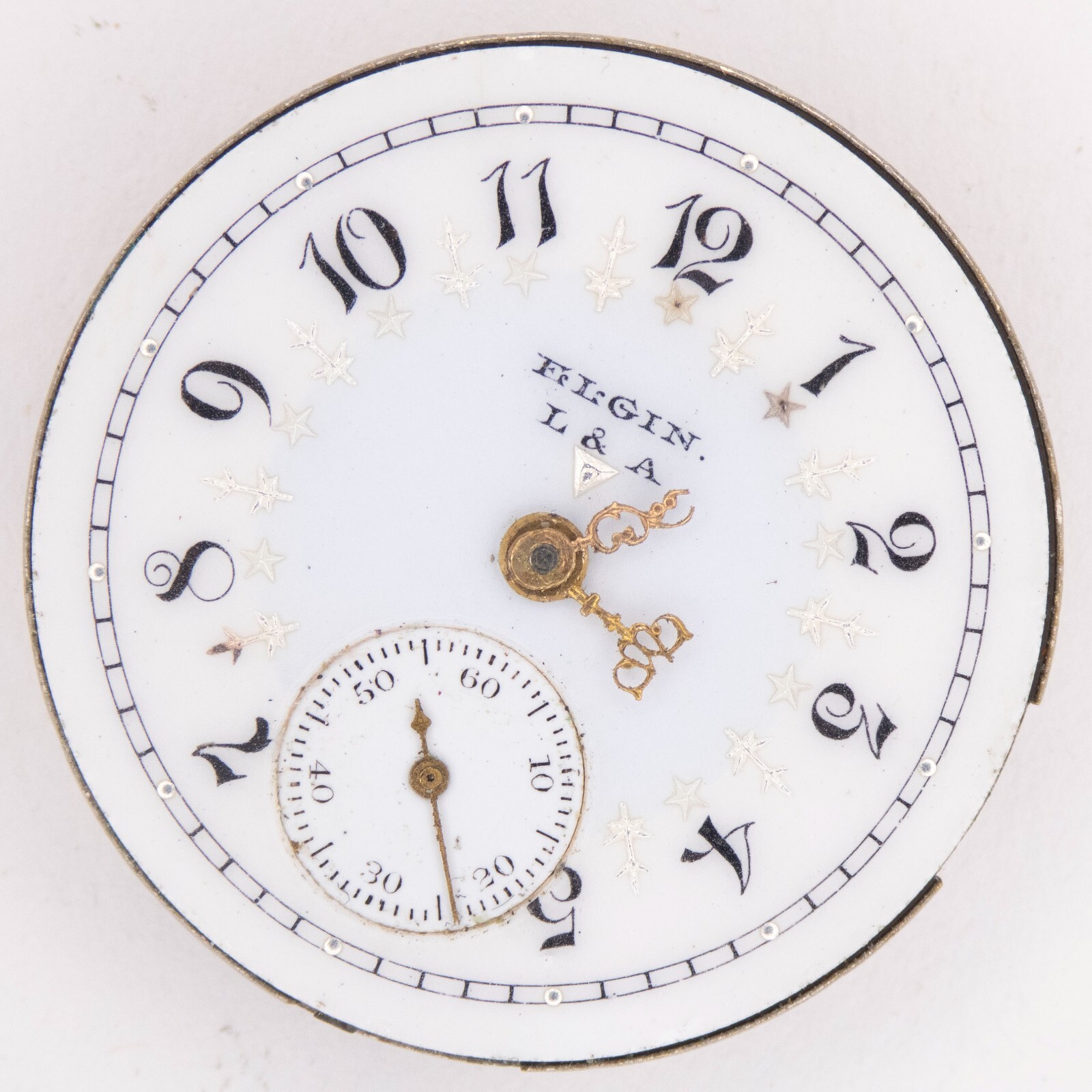 Elgin Grade 269 0-Size 7-Jewel Antique Pocket Watch Movement, Nice Fancy Dial