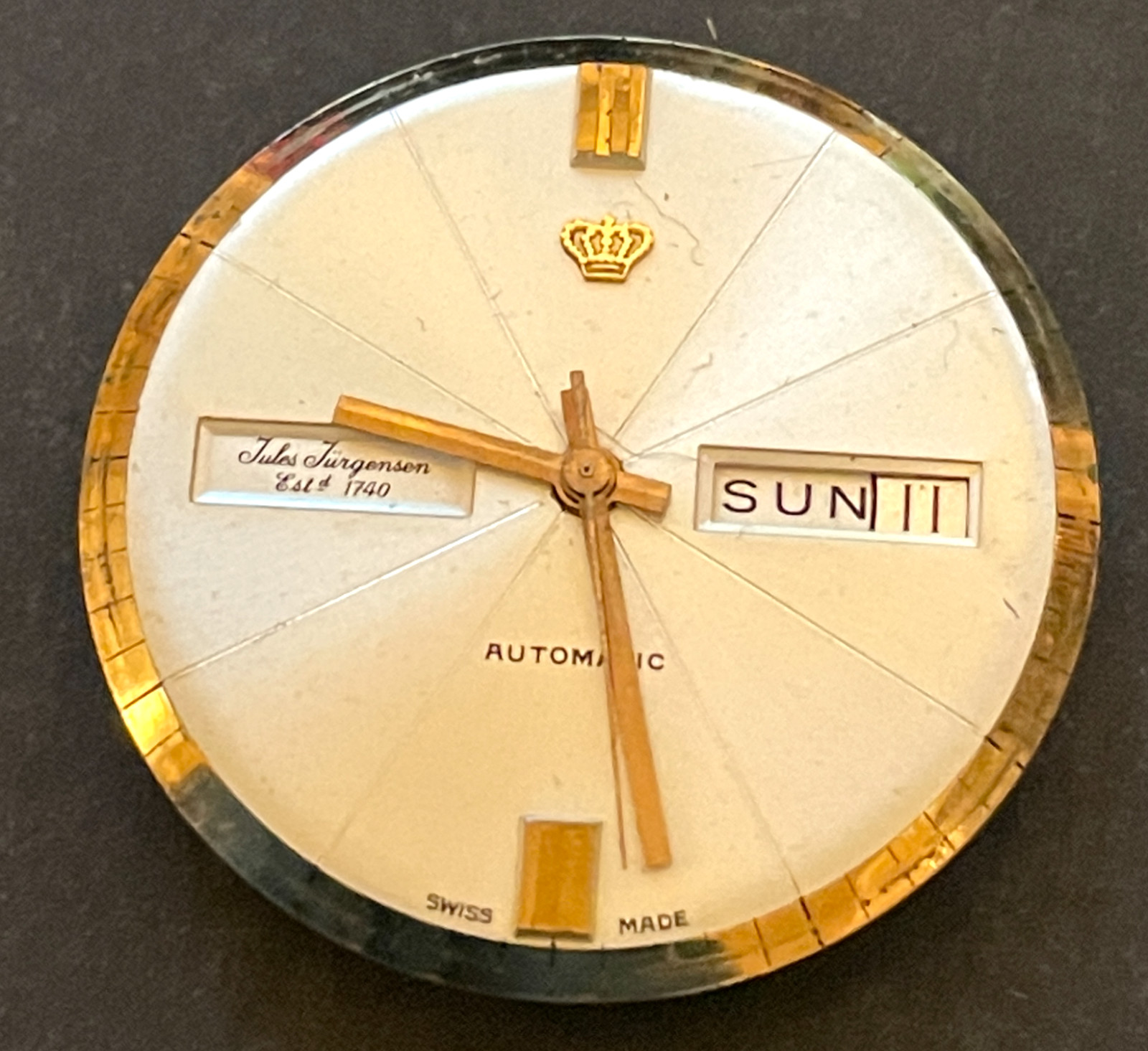 Vintage Jules Jurgensen Automatic Men’s Watch Movement Ticks Running 17j Swiss
