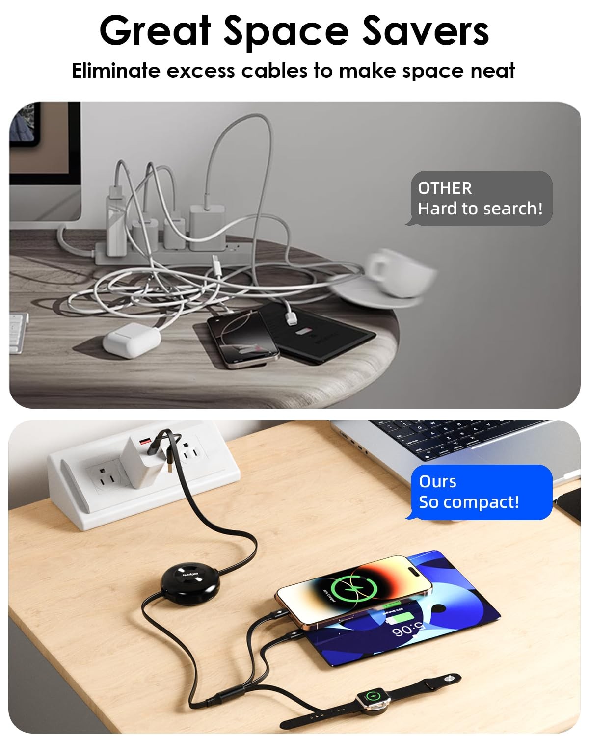 Retractable Multi Charging Cable, 3 in 2 Retractable Charging Cable for Apple…