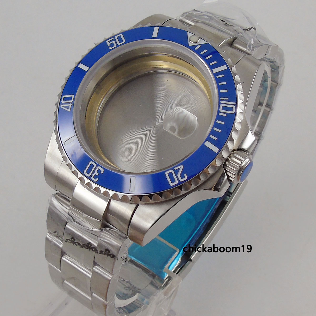 40mm Blue Bezel Stainless Steel Case with Band Fit NH35 NH35A NH36 Movement