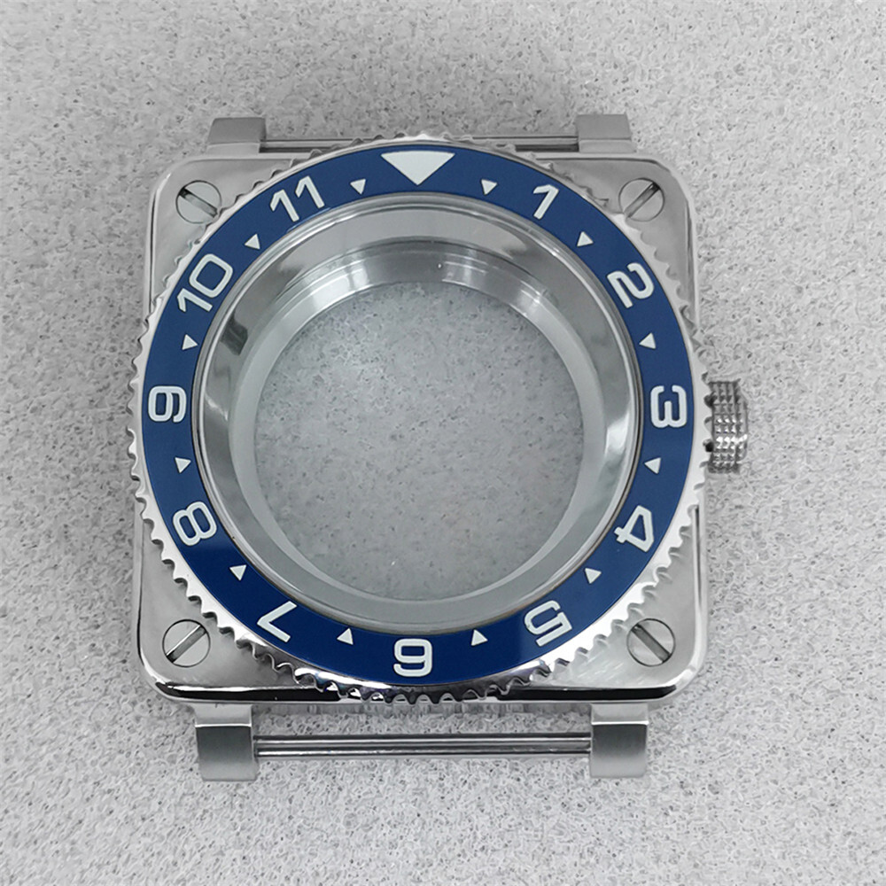 Square Watch Case Stainless Steel Sapphire Glass For NH35/NH36/4R/7S Movement
