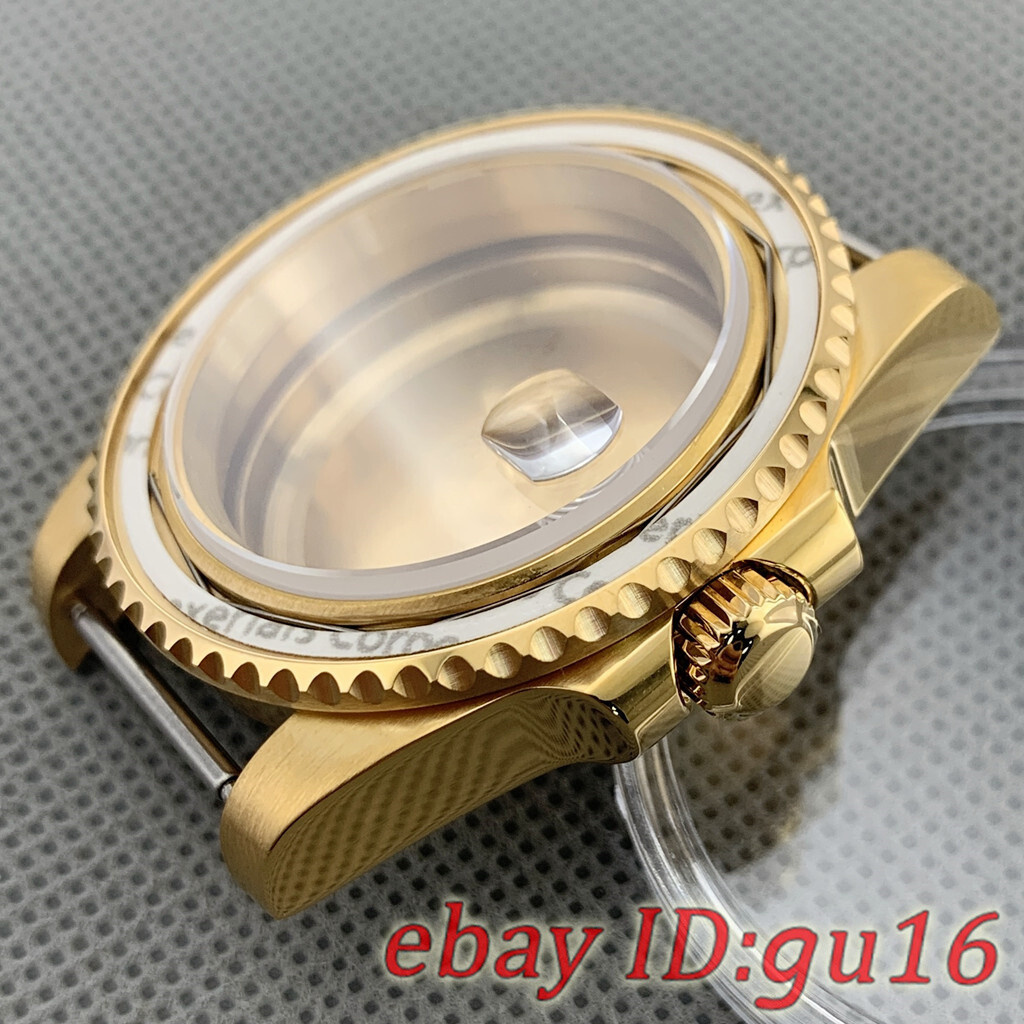 40mm Gold Watch Case sapphire glass Fit NH35 NH36 ETA 2824/2836 Miyota 8215 821A