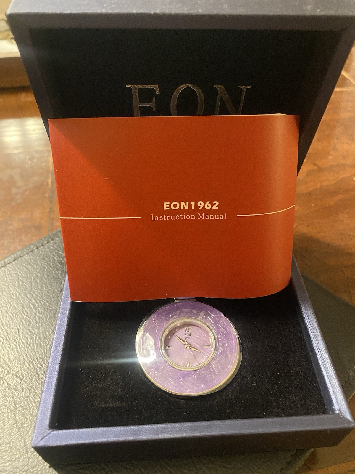 Eon 1962 Swiss Movement Purple Jade (D). Pocket Watch/ 32” Stainless Steel