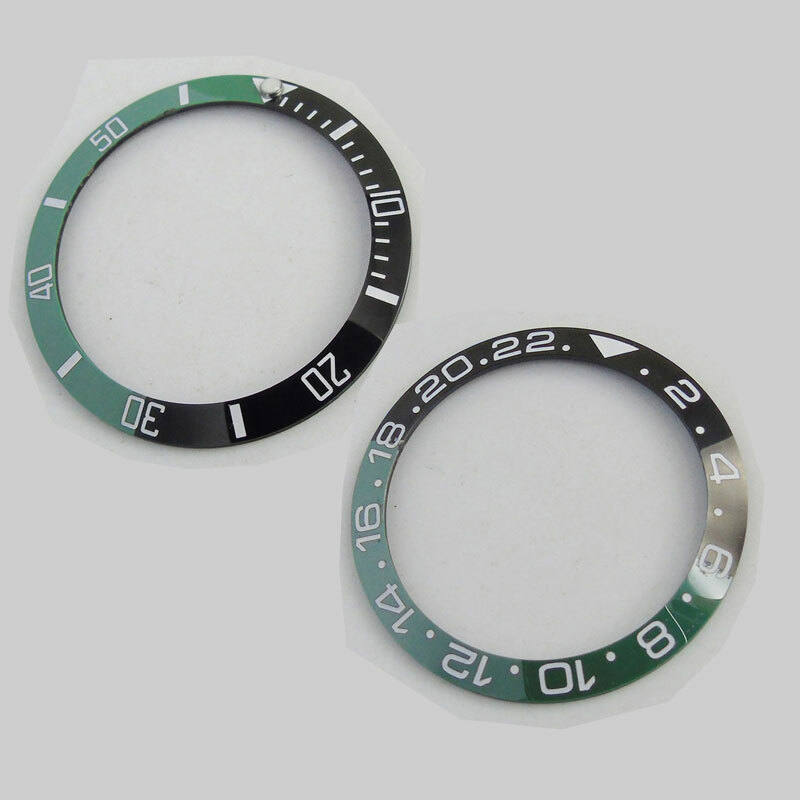 38mm Ceramic Bezel Insert Sloped Watch Ring Fit 40mm Mens Watch Black-Green