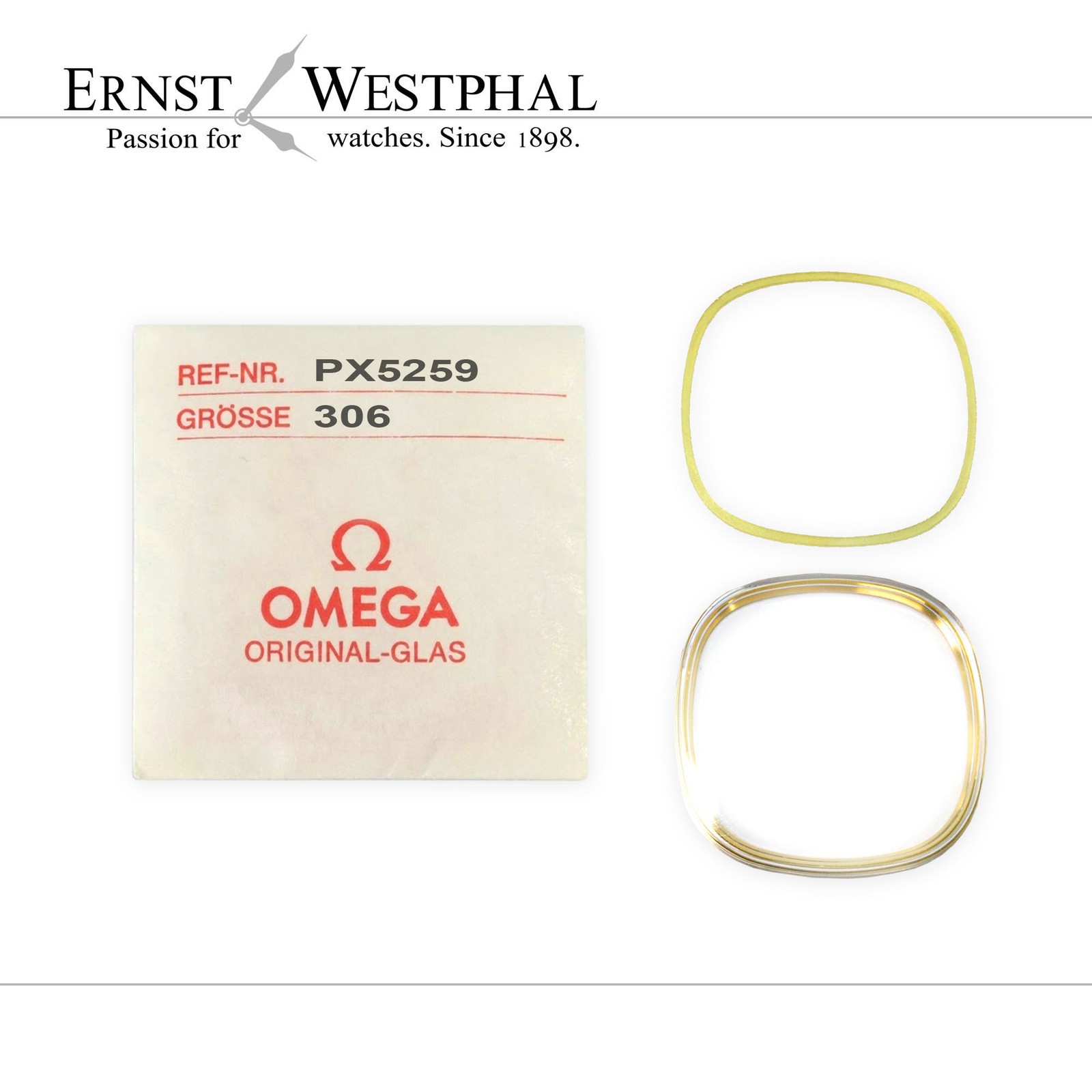 Original OMEGA acrylic crystal, yellow PX5259 for 166.0190, 166.0191