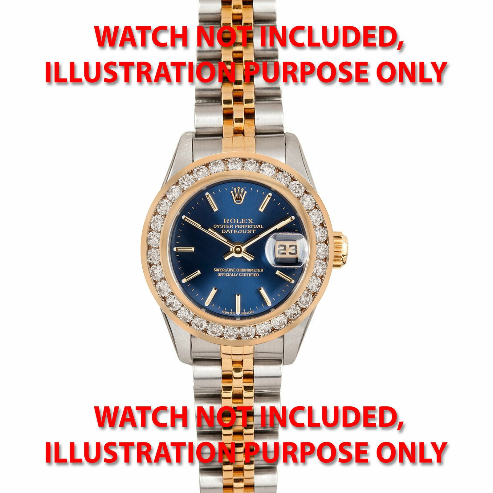LADIES 2CT CHANNEL SET NATURAL DIAMOND BEZEL 14KY FOR ROLEX 26MM DATEJUST, PRES
