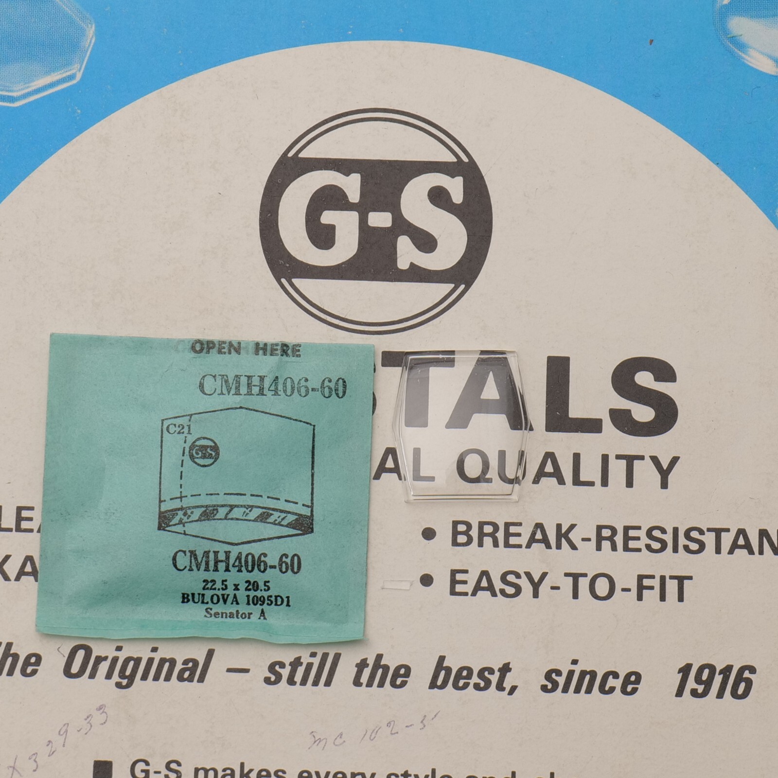 Vintage NOS GS Watch Crystal CMH406-60 Bulova – 22.5 x 20.5mm NEW (MH-MQ)