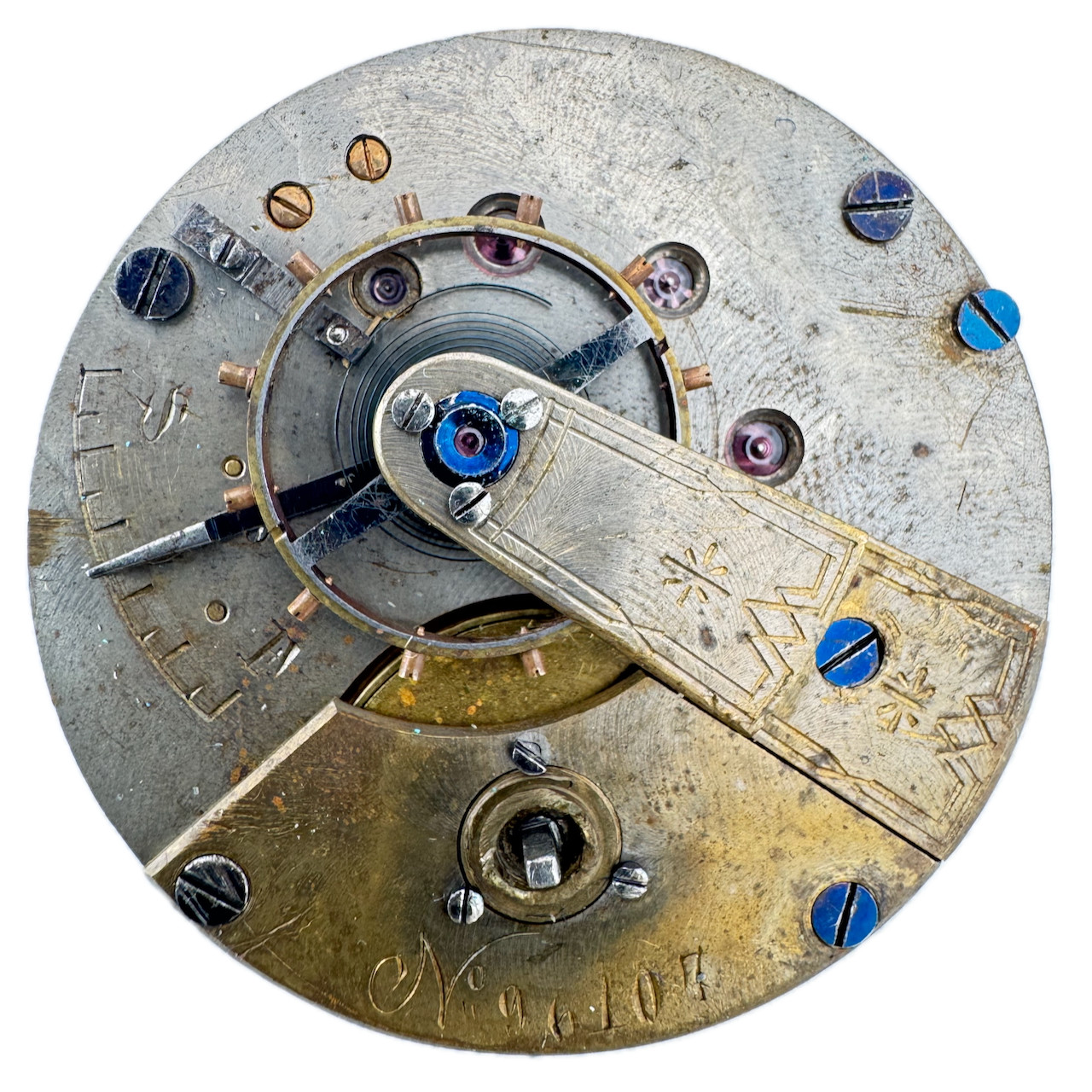 Antique 18s Unbranded Roman Numeral Key Pocket Watch Movement Swiss Running