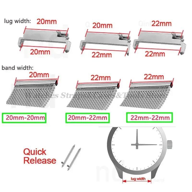 2pcs Watch Strap Adapters 20mm to 18mm 22mm Quick Release Spring Bar Pins Set