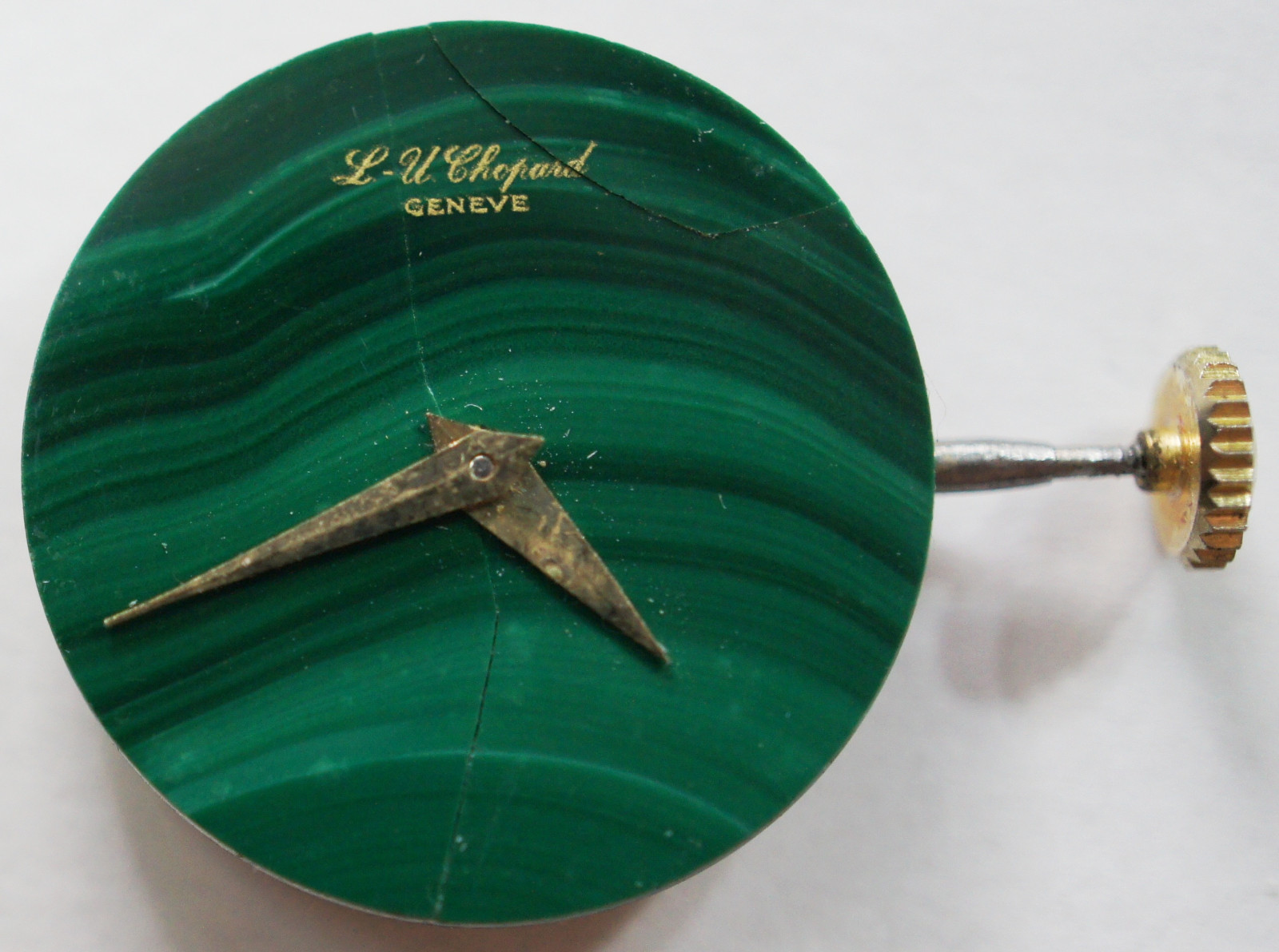 LU Chopard & CIE Geneve Felsa 4130 Watch Movement w/ Malachite Dial Hands Crown