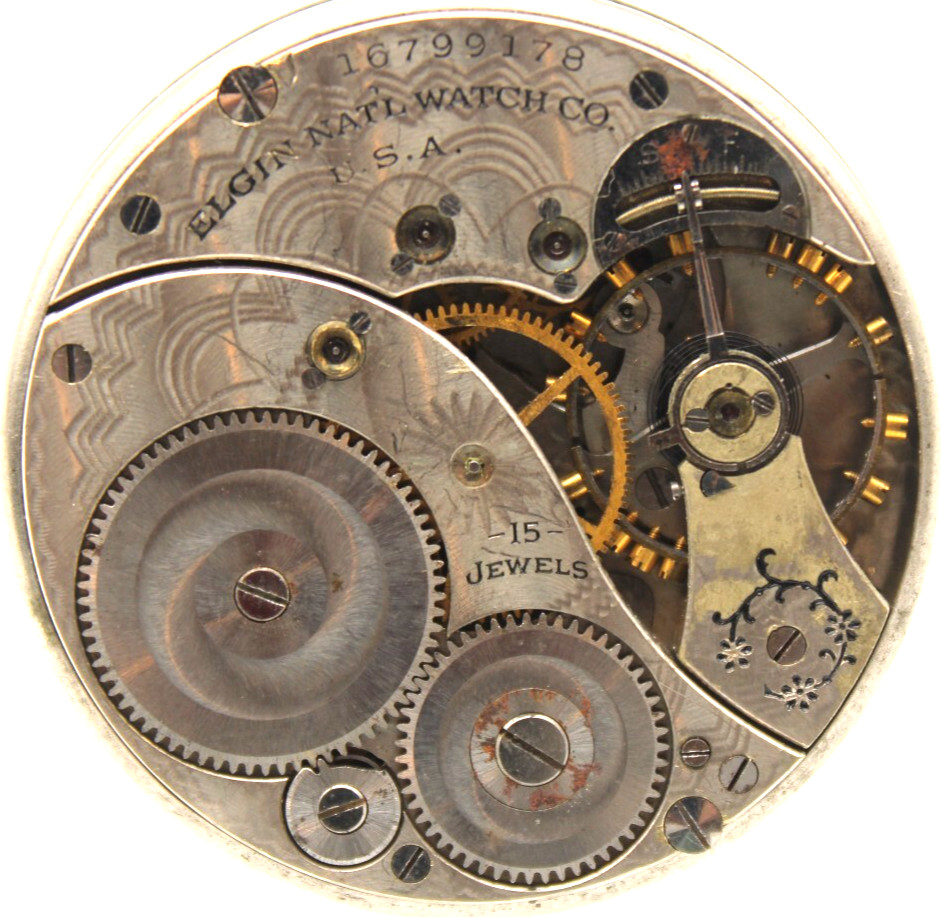 1912 ELGIN POCKET WATCH MOVEMENT 16799178 GRADE 315 12s 15j (BH)