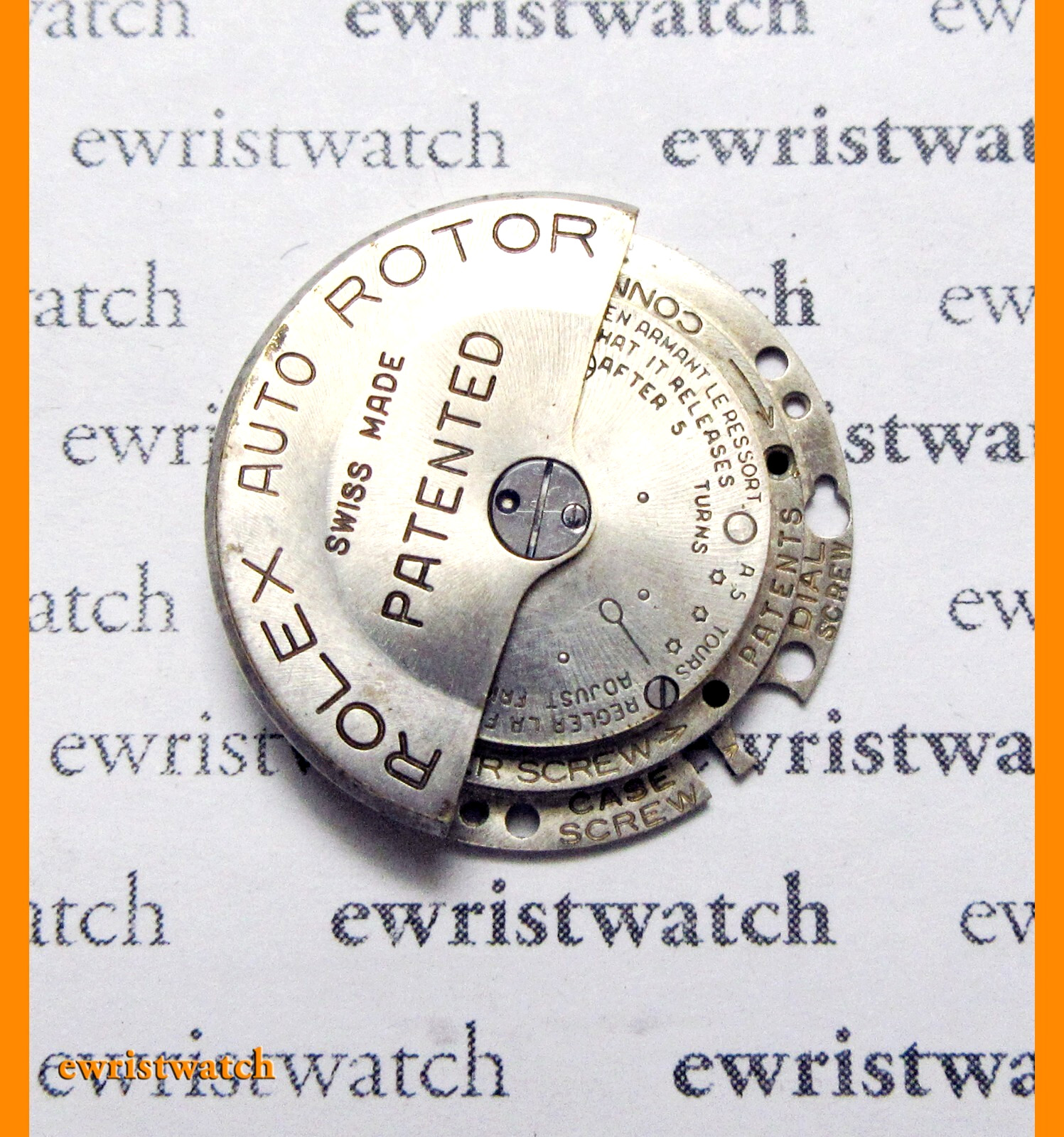 Rare Rolex Complete Rotor w/Weight For 1930s First Bubbleback Models AR 520 530
