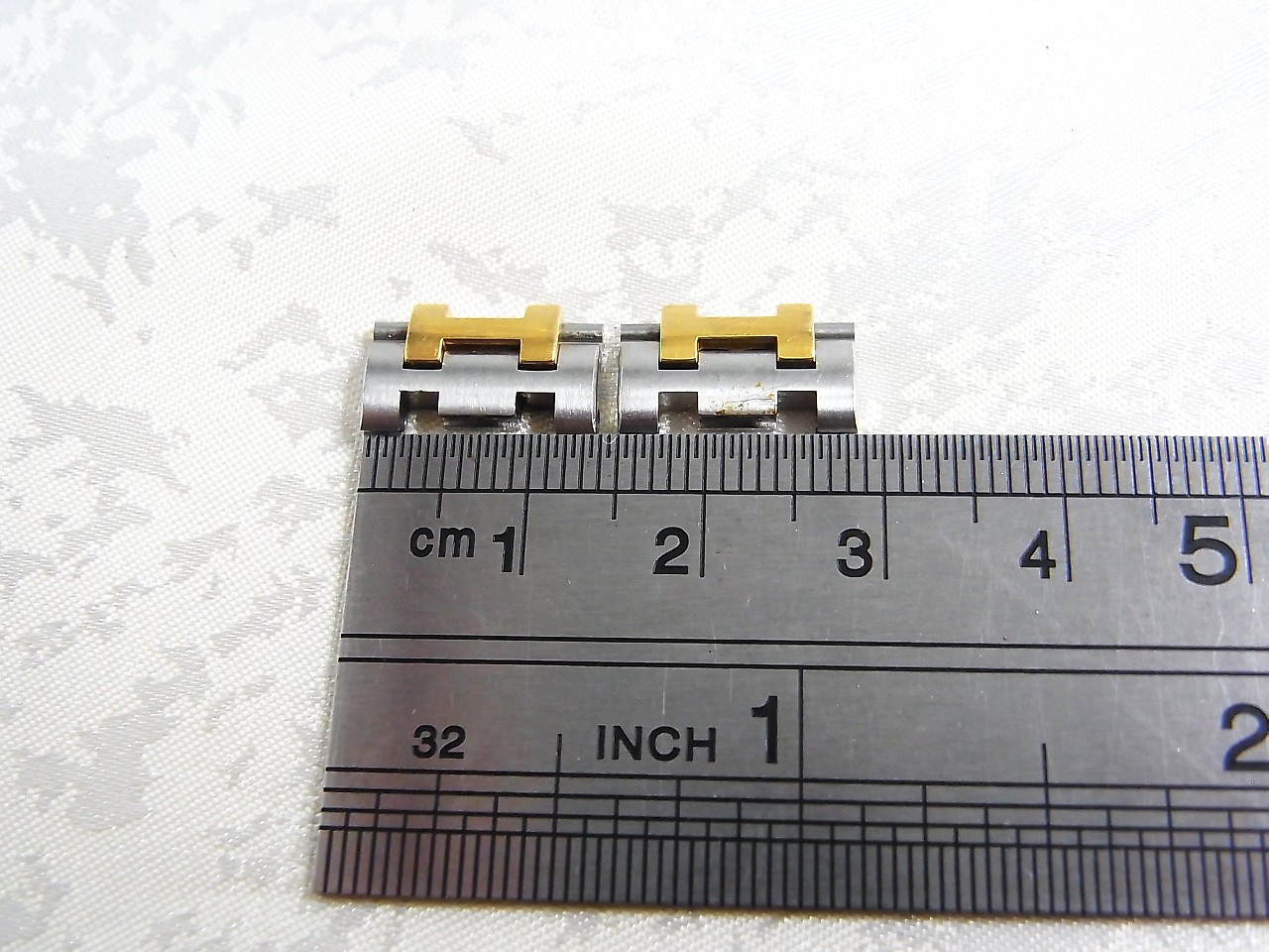 HERMES Sellier SE3.420 Genuine 14mm Link Watch Band Bracelet 2 pcs Set (b