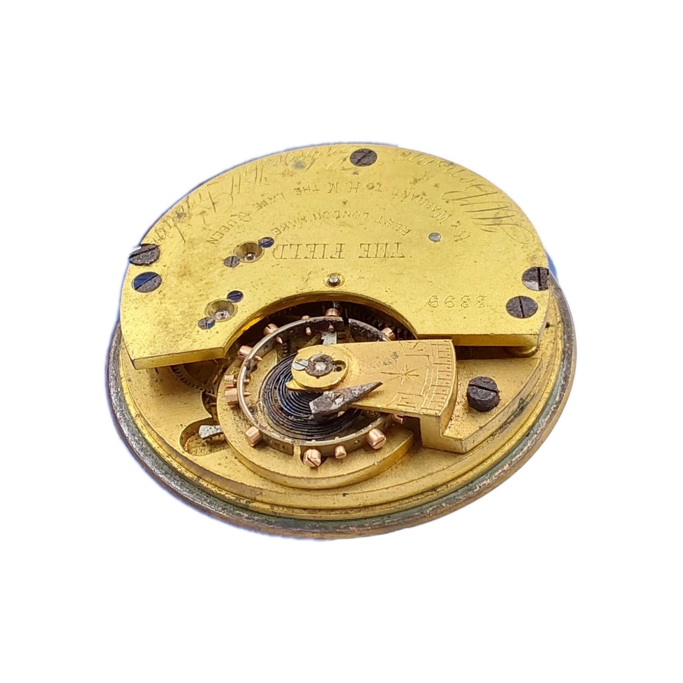 JW Benson 43.8mm London Movement Sunk Enamel Dial Pocket Watch Parts 1466