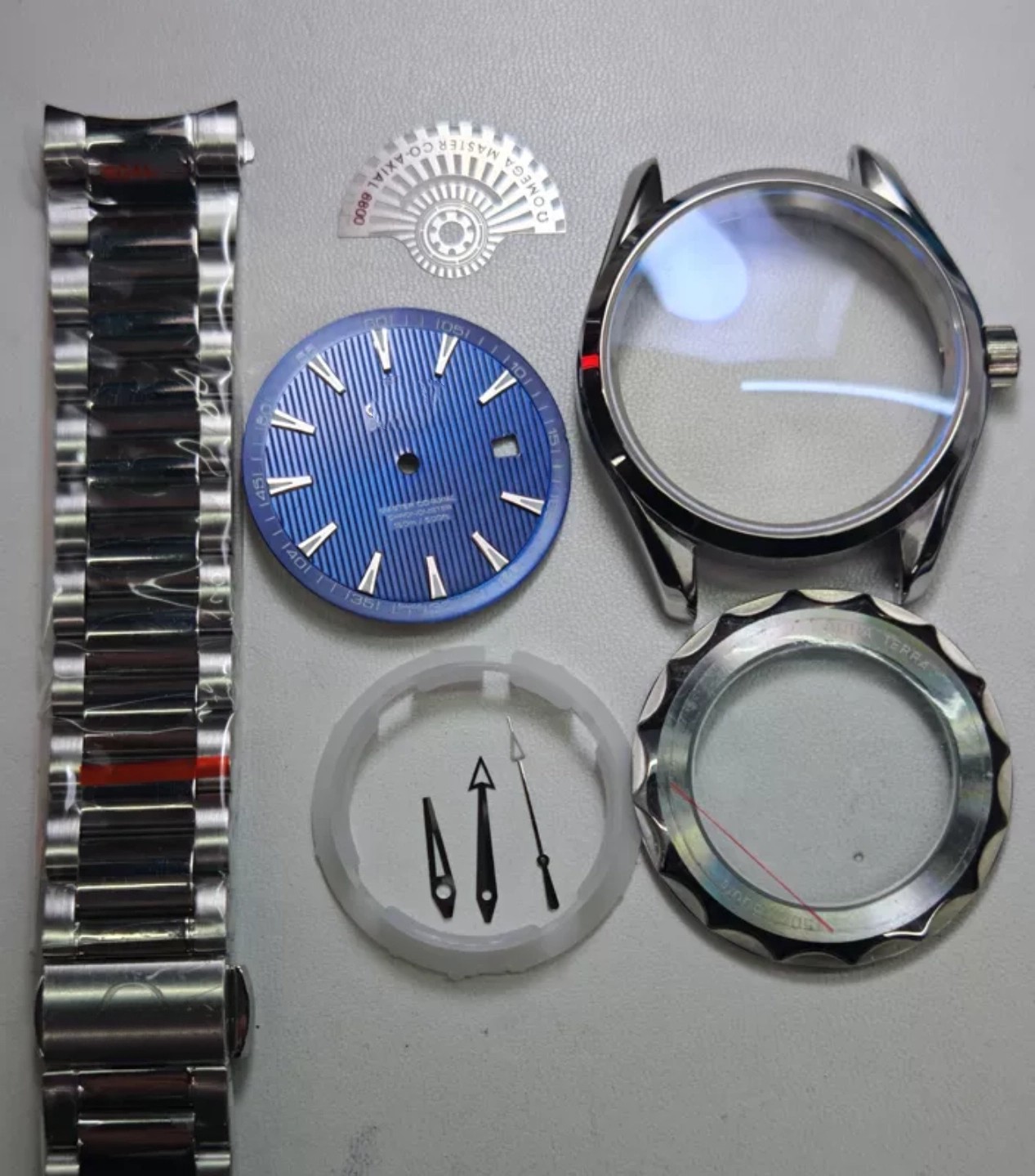 Watch Part Kit for Seamaster 8200 8215 2813 41mm Watch Case+Dial+Hands+Strap