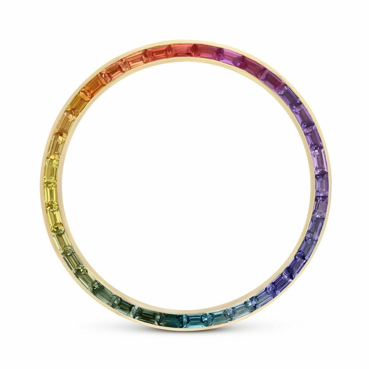 2.50CT RAINBOW COLORED STONE BEZEL FOR ROLEX 36MM 18KY 16078, 16238, 16248