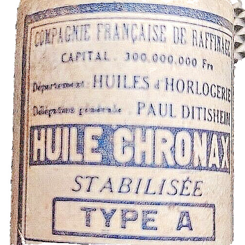 Watchmaker Oil Tin France Lithograph Huile Chronax (empty) 1930’s Art Deco