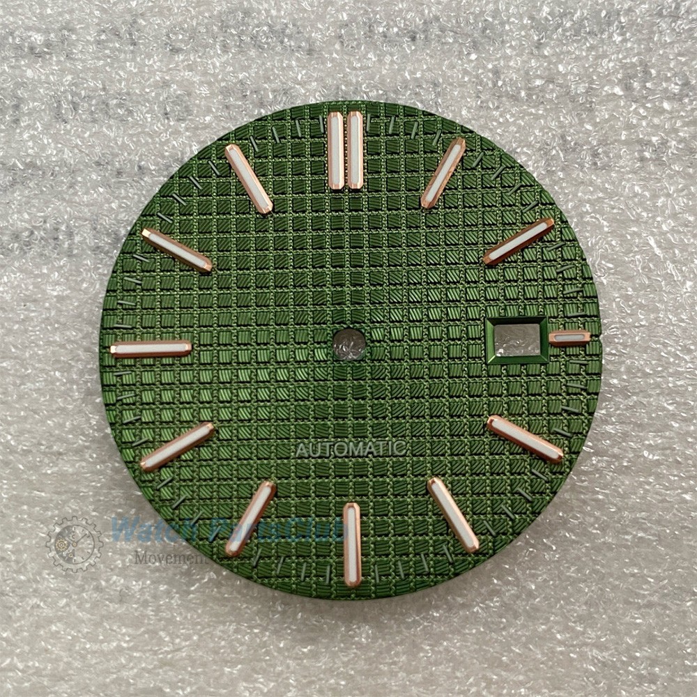 31.8mm Grid Green Luminous Calendar Watch Dial Fit NH35 NH36 Movement