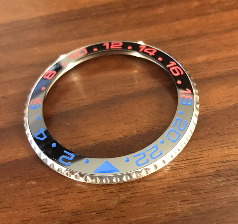 Customised ORIGINAL/FACTORY GMT Bezel and Bezel Insert Red and Blue