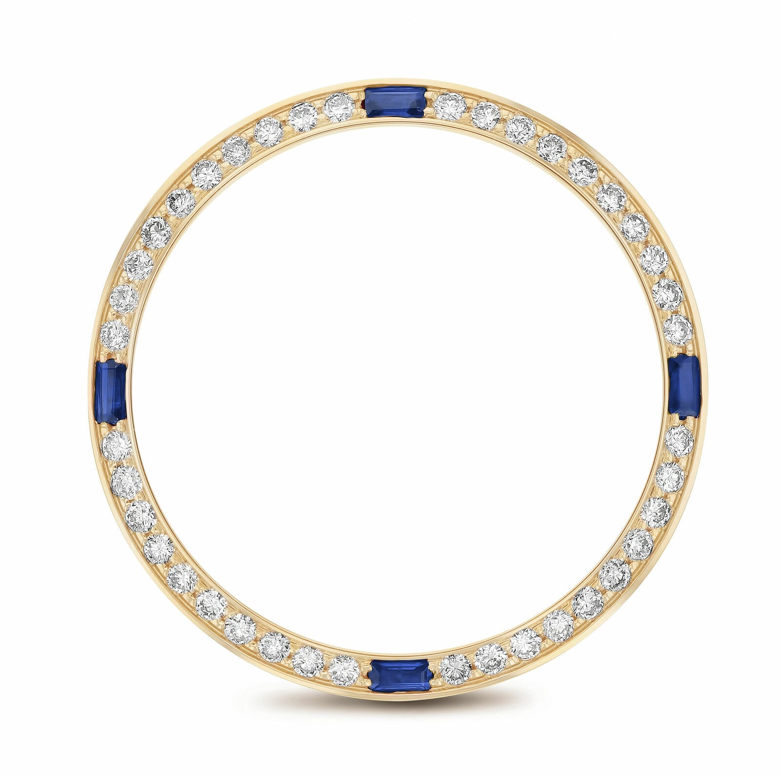 1CT BEAD SET NATURAL DIAMOND BEZEL FOR ROLEX 31MM WITH 4 CORNER SAPPHIRES YG
