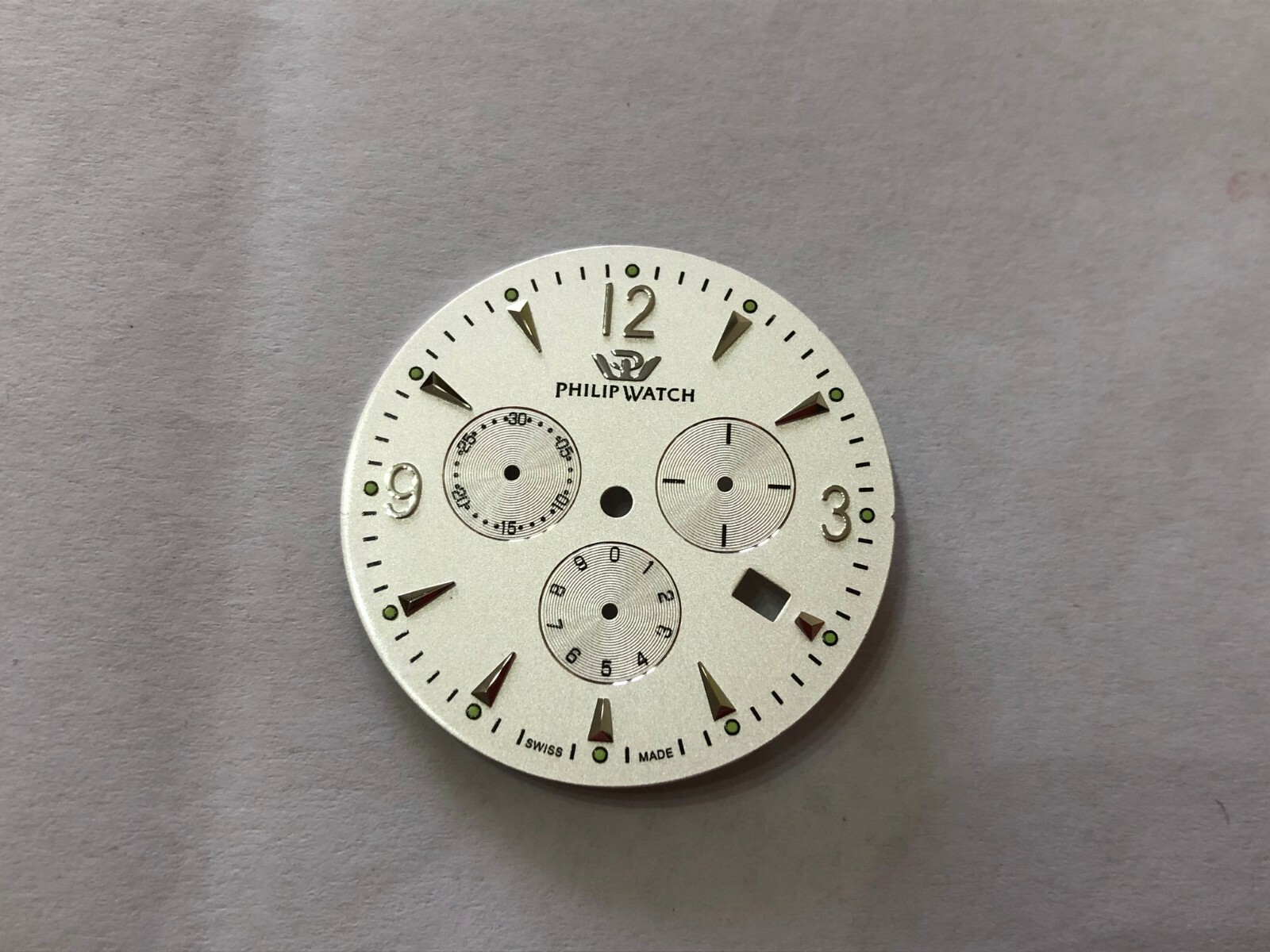 PHILIP WATCH CARIBE SWISS MADE CHRONO WHITE WATCH DIAL NEW.