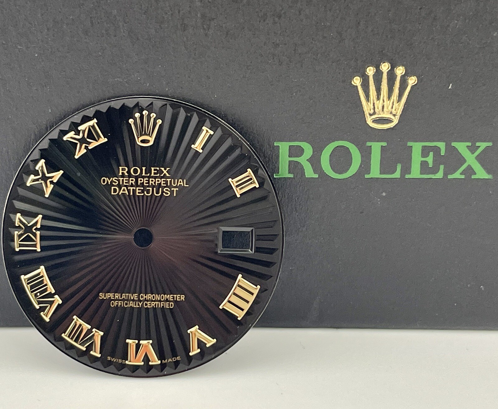 Rolex Datejust 36mm Mens Black Sunburst Dial Gold Roman Oyster Jubilee 116233