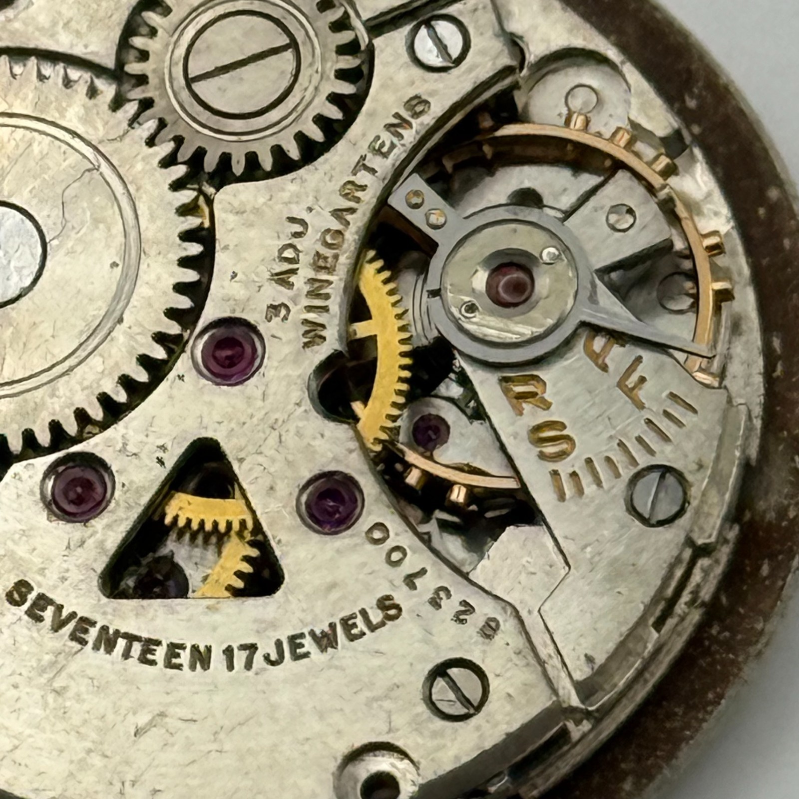 Winegartens London Watch Movement Running 17 Jewels Manual Wind Parts 23.5mm
